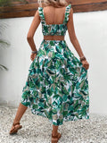 Buy SHEIN VCAY Tropical Print Ruffle Trim Top & Skirt in Pakistan
