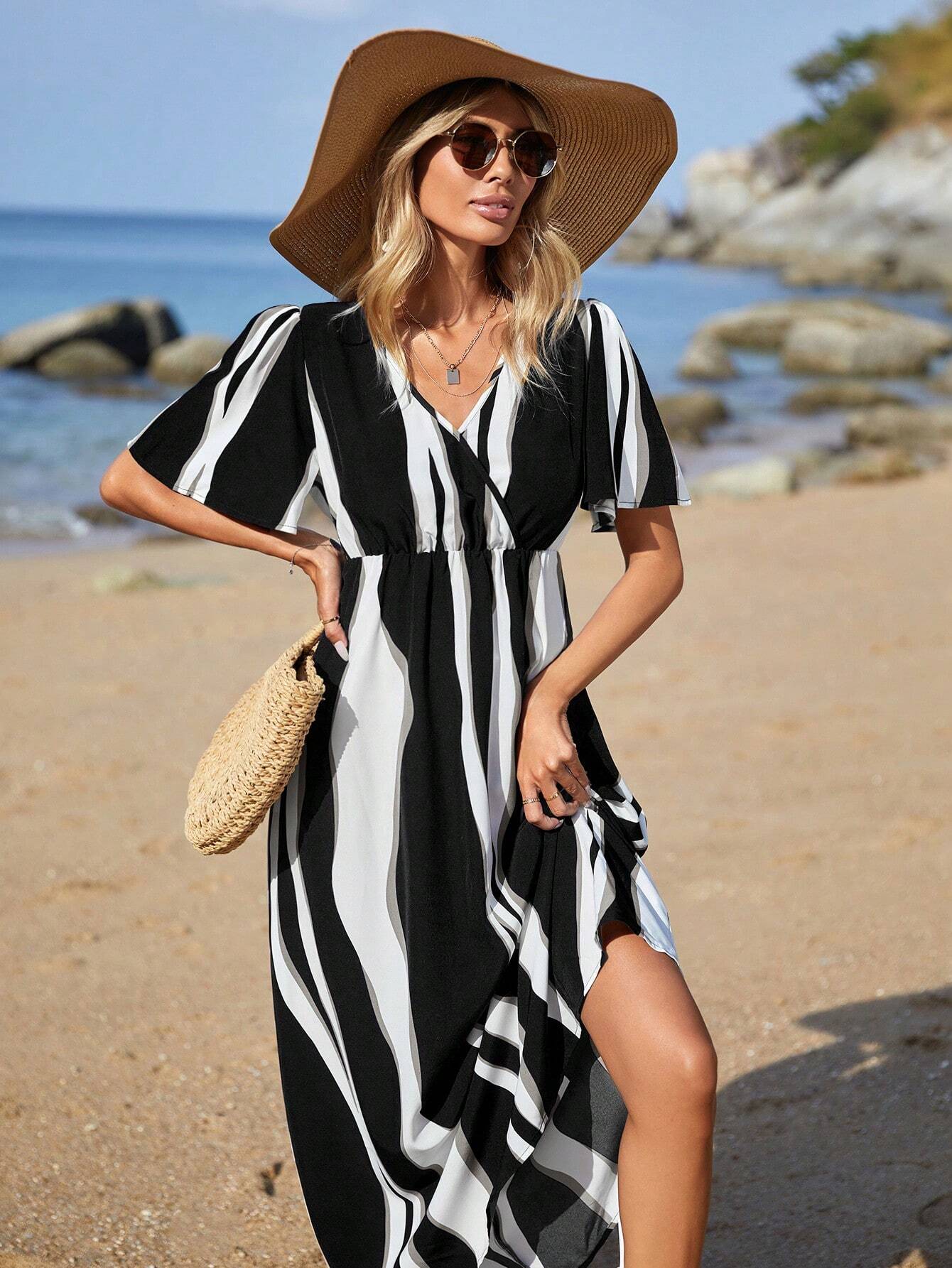 Buy SHEIN VCAY Women'S Colorblock Printed Summer Dress in Pakistan