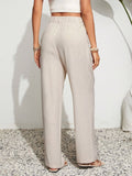 Buy SHEIN VCAY Women's Solid Color Loose Casual Wide Leg Pants, Suitable For Vacation And Daily Wear in Pakistan