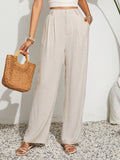 Buy SHEIN VCAY Women's Solid Color Loose Casual Wide Leg Pants, Suitable For Vacation And Daily Wear in Pakistan
