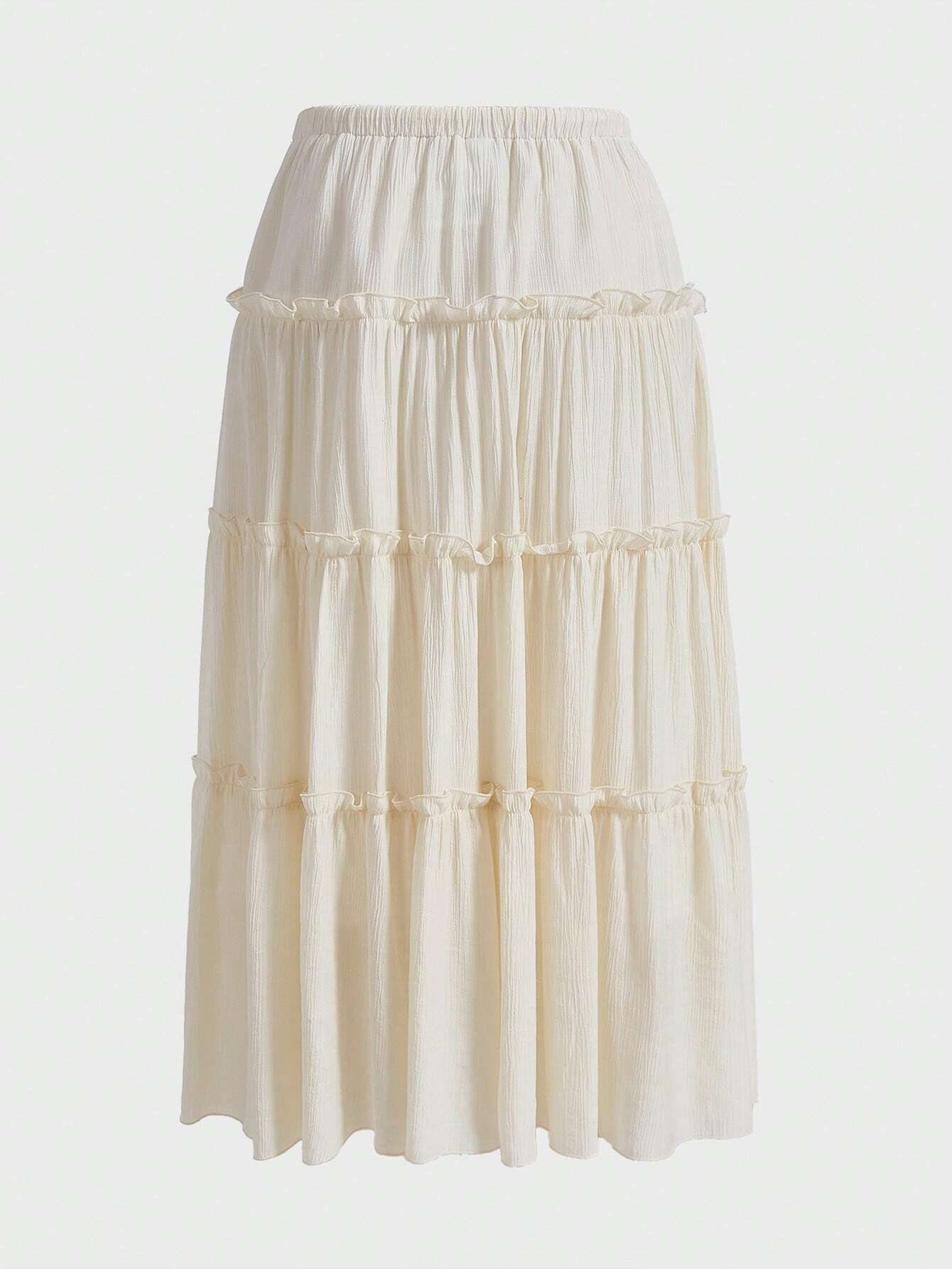 Buy SHEIN WYWH Tie Waist Frill Trim Ruffle Hem Skirt in Pakistan