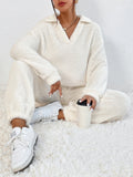 Buy SHEIN X Antonella SHEIN Frenchy Drop Shoulder Flannel Sweatshirt & Trousers in Pakistan