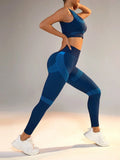 Buy SHEIN Yoga Basic Color Block Elastic And Breathable Vest And Leggings Sports Set in Pakistan