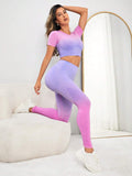 Buy SHEIN Yoga Trendy Ombre Print Tummy Control Sports Set in Pakistan