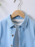 Buy SHEIN Young Boy Solid Button Front Shirt & Shorts Without Tee in Pakistan