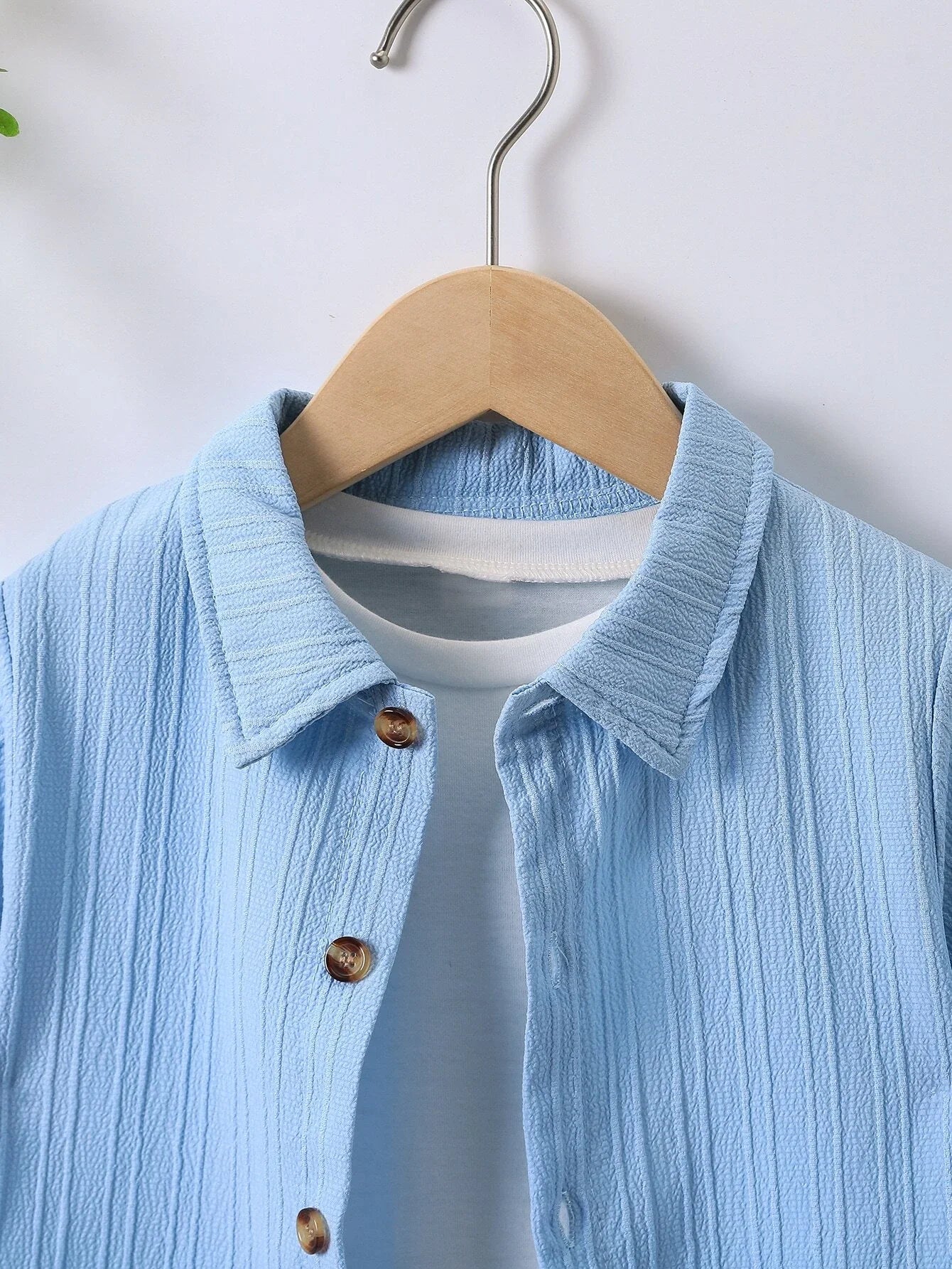 Buy SHEIN Young Boy Solid Button Front Shirt & Shorts Without Tee in Pakistan