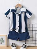 Buy SHEIN Young Boy Striped Print Shirt & Shorts in Pakistan