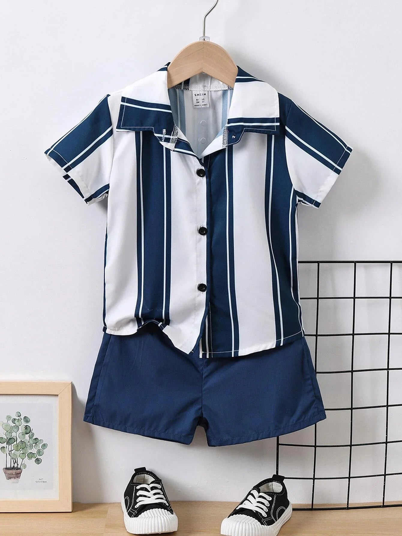 Buy SHEIN Young Boy Striped Print Shirt & Shorts in Pakistan