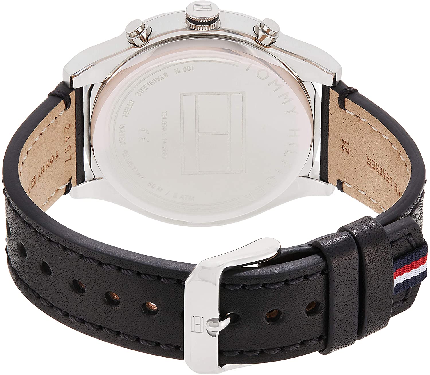 Buy Tommy Hilfiger Mens Quartz Black Leather Strap Black Dial 44mm Watch - 1791740 in Pakistan