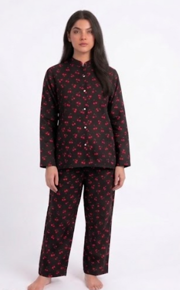Cozy Cherry Linen Pajama Set
