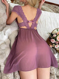 Buy SHEIN Sexy Lace Bowknot Semi-Transparent Nightgown For Women in Pakistan