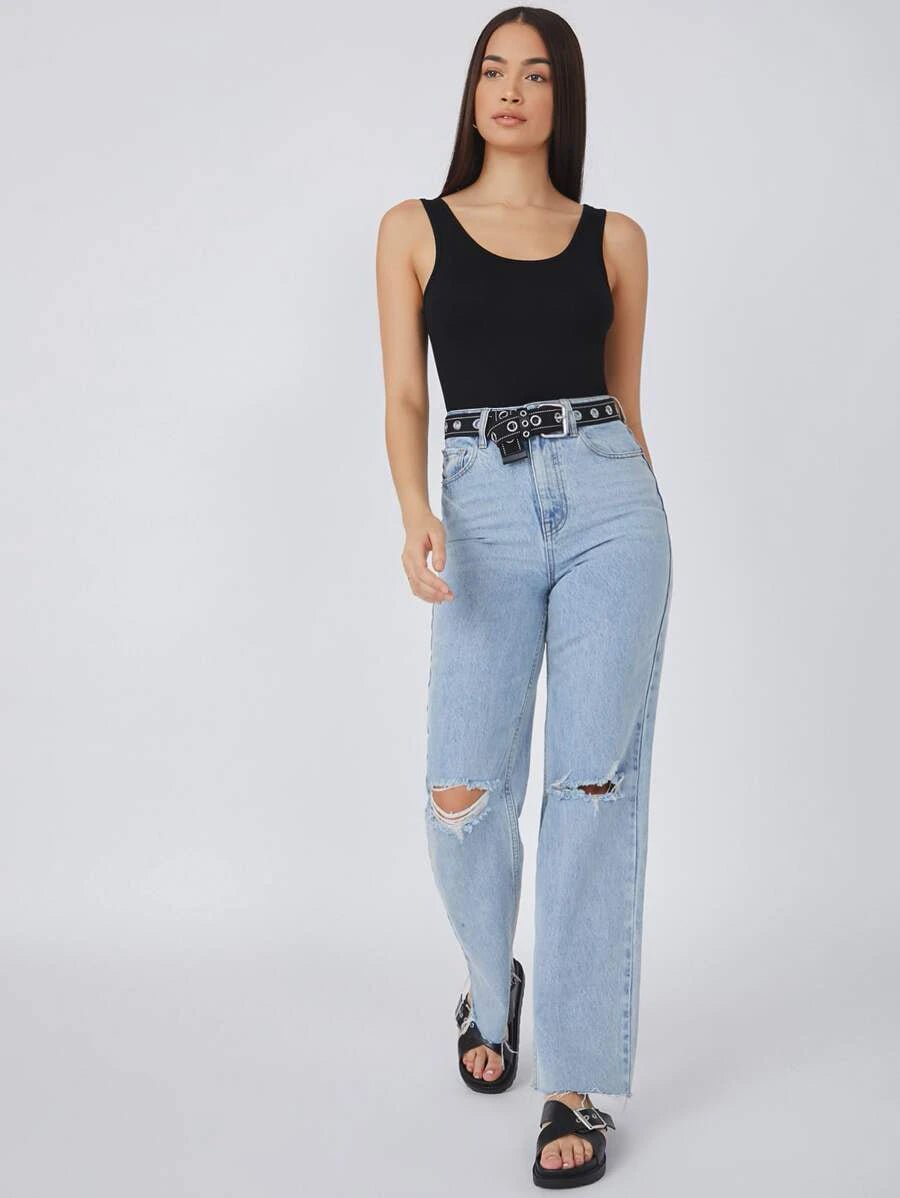 Buy Shein Basics Scoop Neck Solid Tank Top in Pakistan