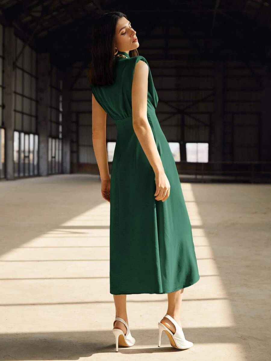 Buy Shein Mock Neck Shoulder Pad Dress in Pakistan