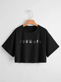 Buy Shein Moon Print Drop Shoulder Tee in Pakistan