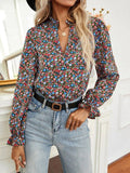 Buy Shein Notch Neck Puff Sleeve Ditsy Floral Blouse in Pakistan