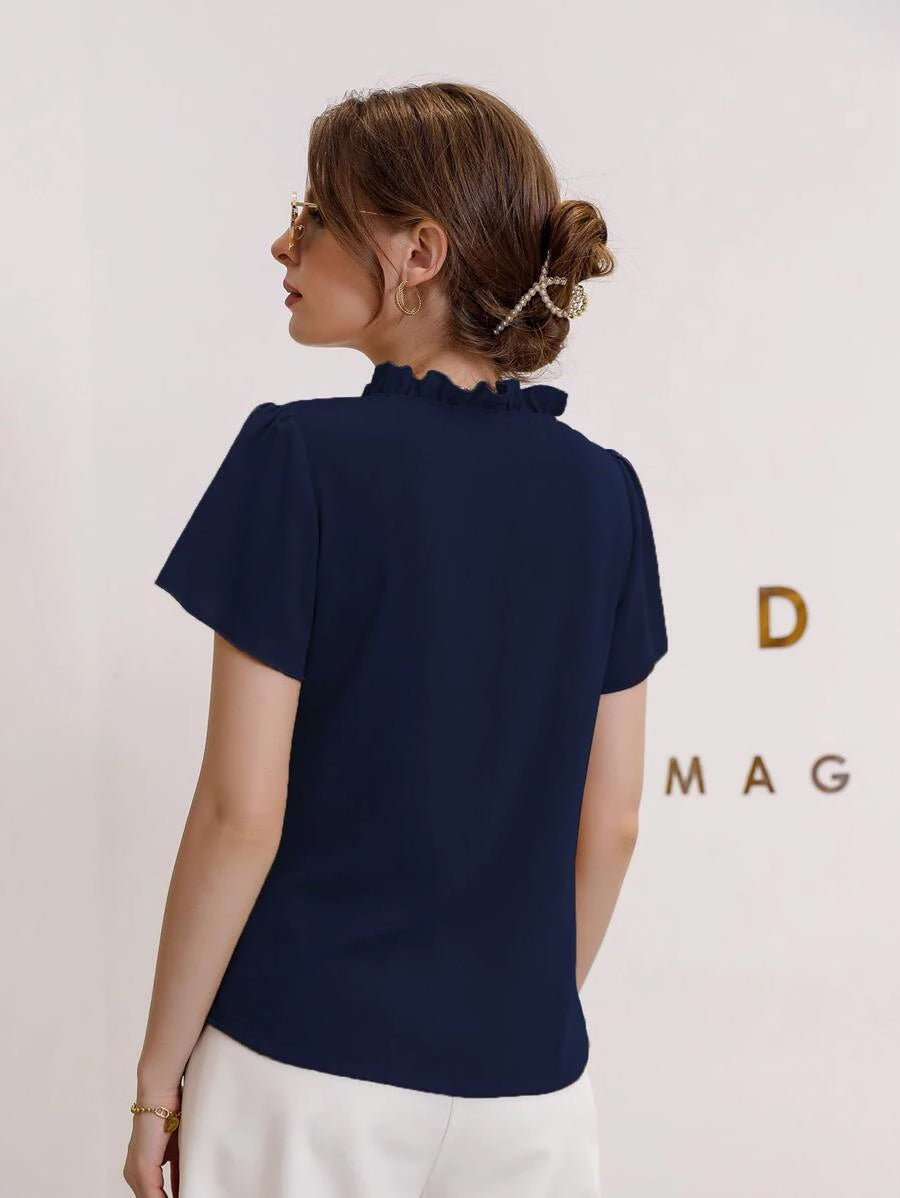 Buy Shein Tie Neck Puff Sleeve Blouse in Pakistan