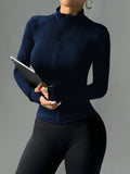 Buy SHEIN Slim Fit Athletic Yoga Jacket With Zipper, Stretchy & Form-Fitting For Fitness, Running, Casual Living & Workout in Pakistan