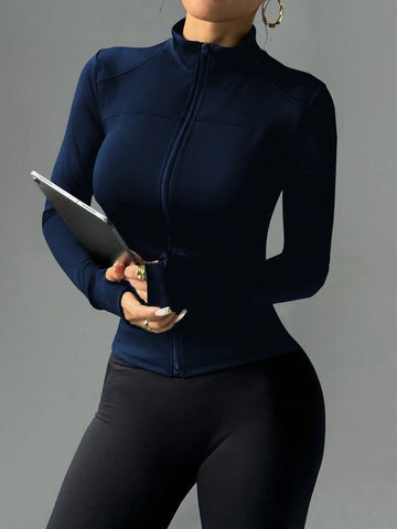 Buy SHEIN Slim Fit Athletic Yoga Jacket With Zipper, Stretchy & Form-Fitting For Fitness, Running, Casual Living & Workout in Pakistan