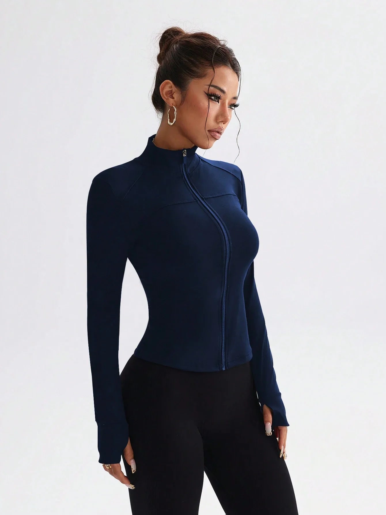Buy SHEIN Slim Fit Athletic Yoga Jacket With Zipper, Stretchy & Form-Fitting For Fitness, Running, Casual Living & Workout in Pakistan