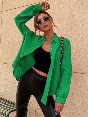 Buy SHEIN Solid Drop Shoulder Shirt in Pakistan