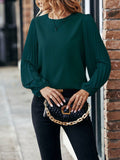 Buy SHEIN Solid Pleated Lantern Sleeve Blouse in Pakistan
