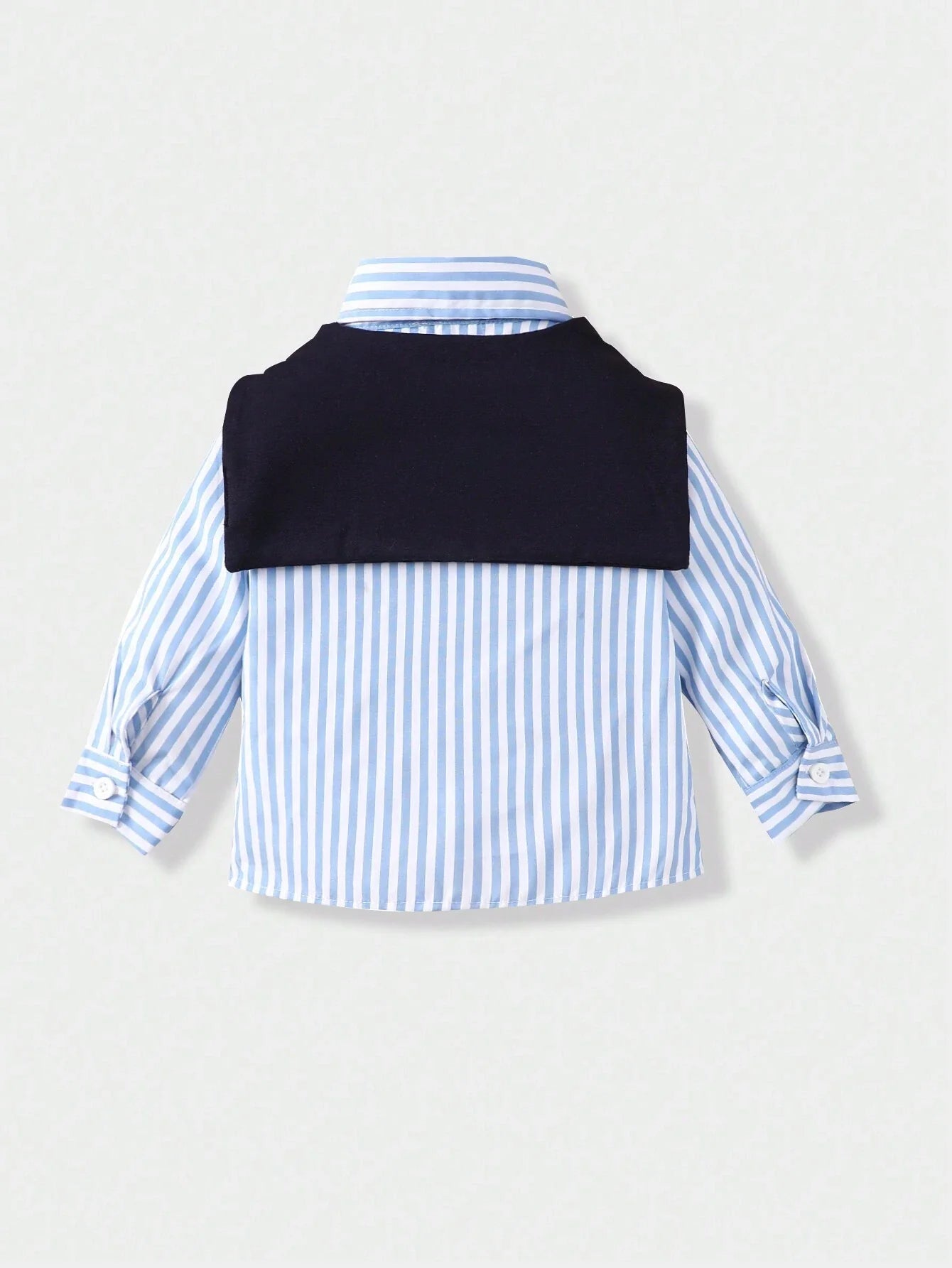 Buy SHEIN Souflis Baby Boy's French Style Striped Shirt With Shawl Collar For Spring And Summer Vacation, Daily Leisure Look in Pakistan