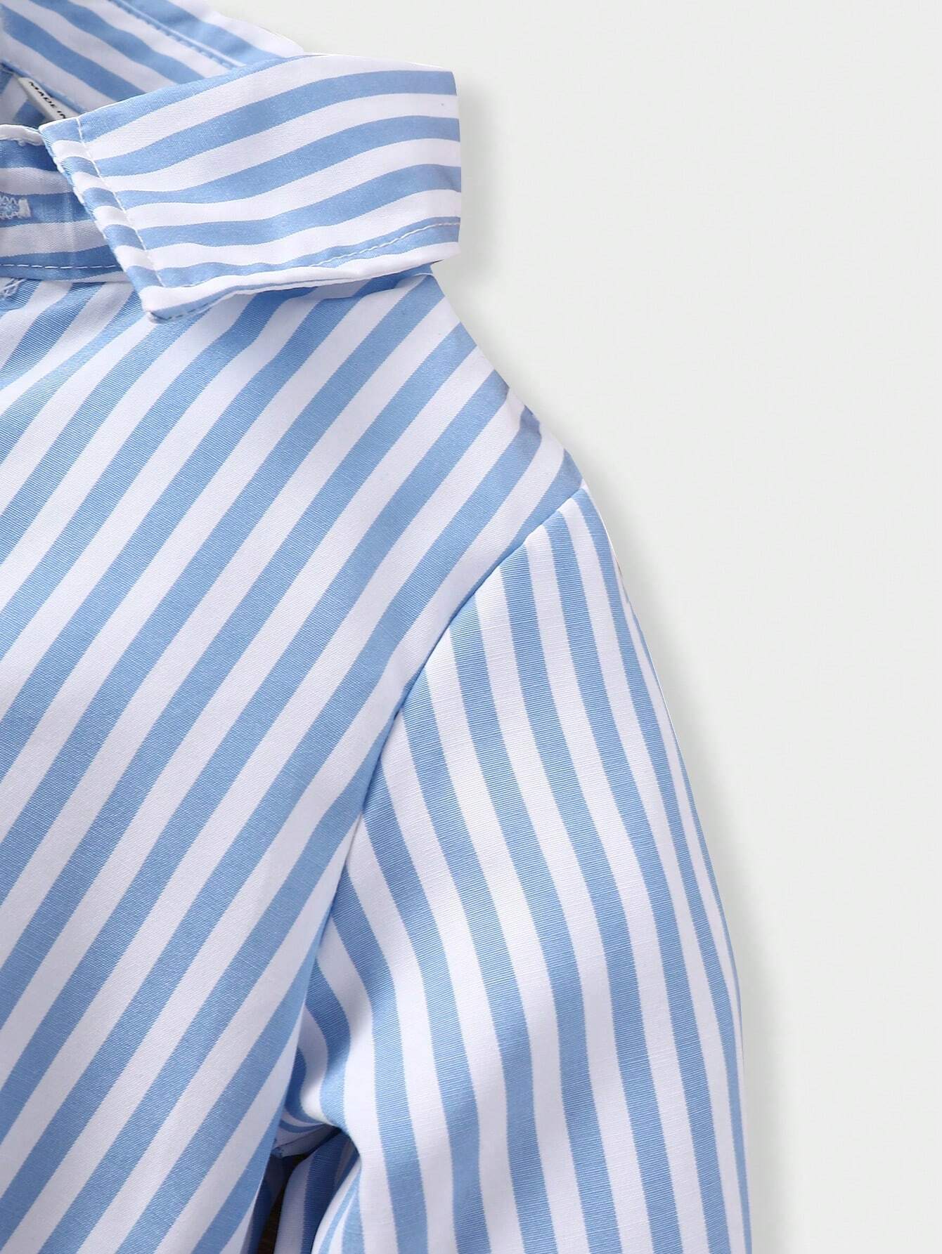 Buy SHEIN Souflis Baby Boy's French Style Striped Shirt With Shawl Collar For Spring And Summer Vacation, Daily Leisure Look in Pakistan
