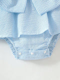 Buy SHEIN Souflis Souflis Baby Girl Cute Summer Fashion Blue Striped Romper With Bow Shoulder Straps in Pakistan