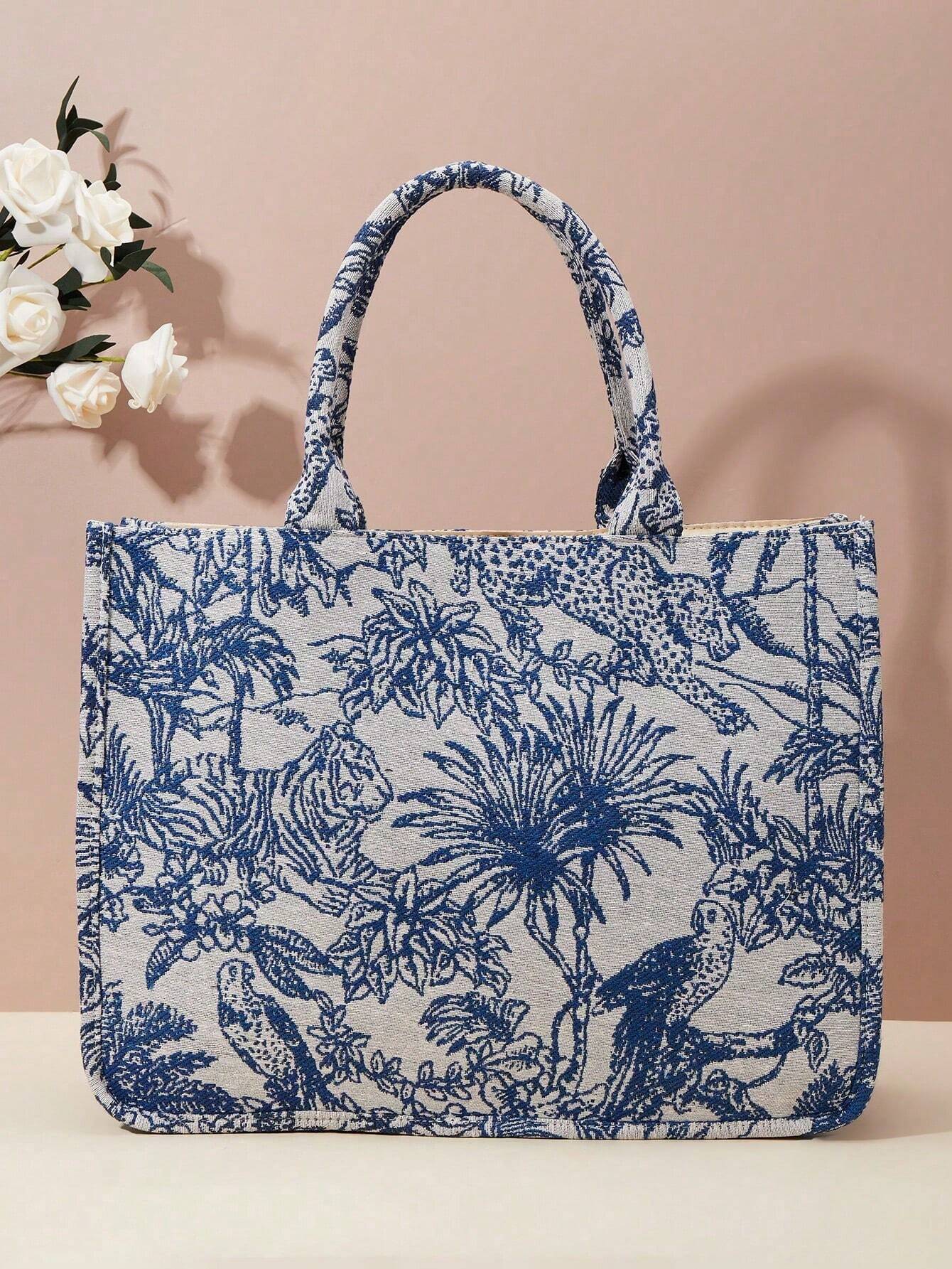 Buy SHEIN Spring New Embroidered Jacquard Large Capacity Handbag Shoulder Bag (Pattern Random) in Pakistan