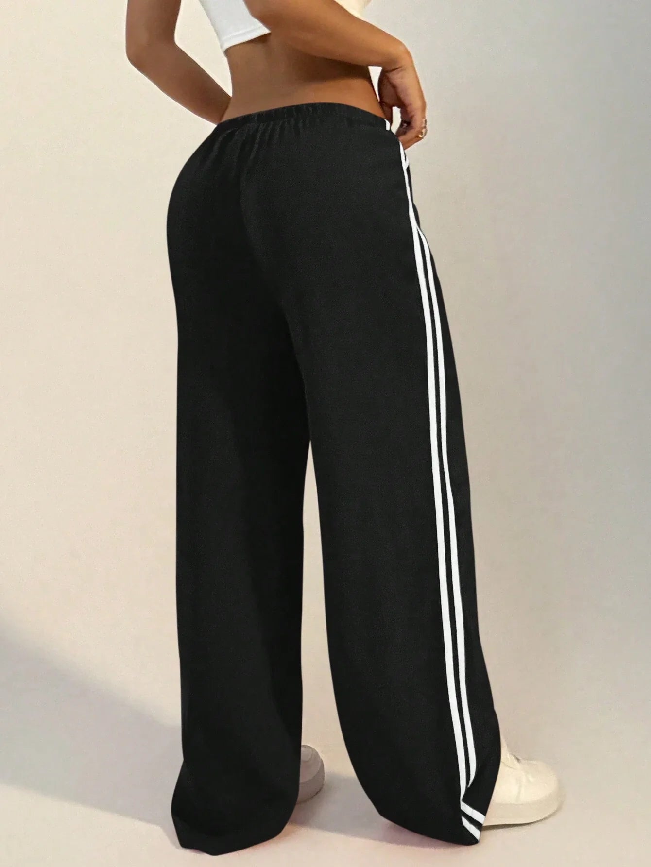 Buy SHEIN StreetHx Women's Drawstring Side Striped Straight-Leg Casual Sport Outdoor Pants in Pakistan