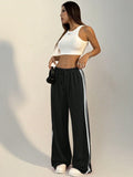 Buy SHEIN StreetHx Women's Drawstring Side Striped Straight-Leg Casual Sport Outdoor Pants in Pakistan