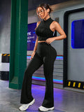Buy SHEIN Streetz SHEIN Sport Women's Slim Fit Tank Top And Bell-Bottomed Casual Sports Set Clothes Workout Women Set Women Leggings Set in Pakistan