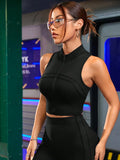 Buy SHEIN Streetz SHEIN Sport Women's Slim Fit Tank Top And Bell-Bottomed Casual Sports Set Clothes Workout Women Set Women Leggings Set in Pakistan