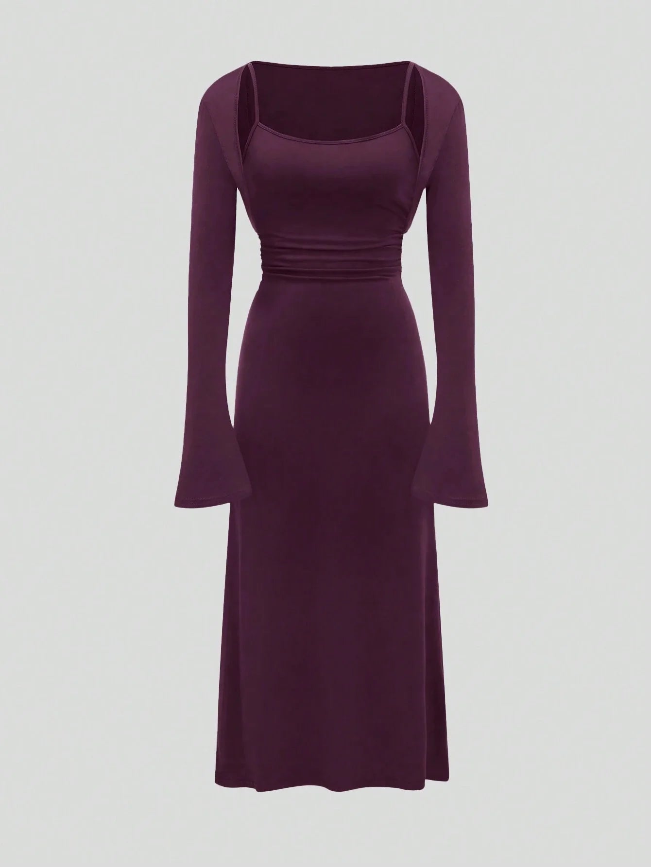 Buy SHEIN Sweetra 2pcs/Set Ladies' Solid Color Tank Dress And Flared Sleeve Cami Top Set in Pakistan