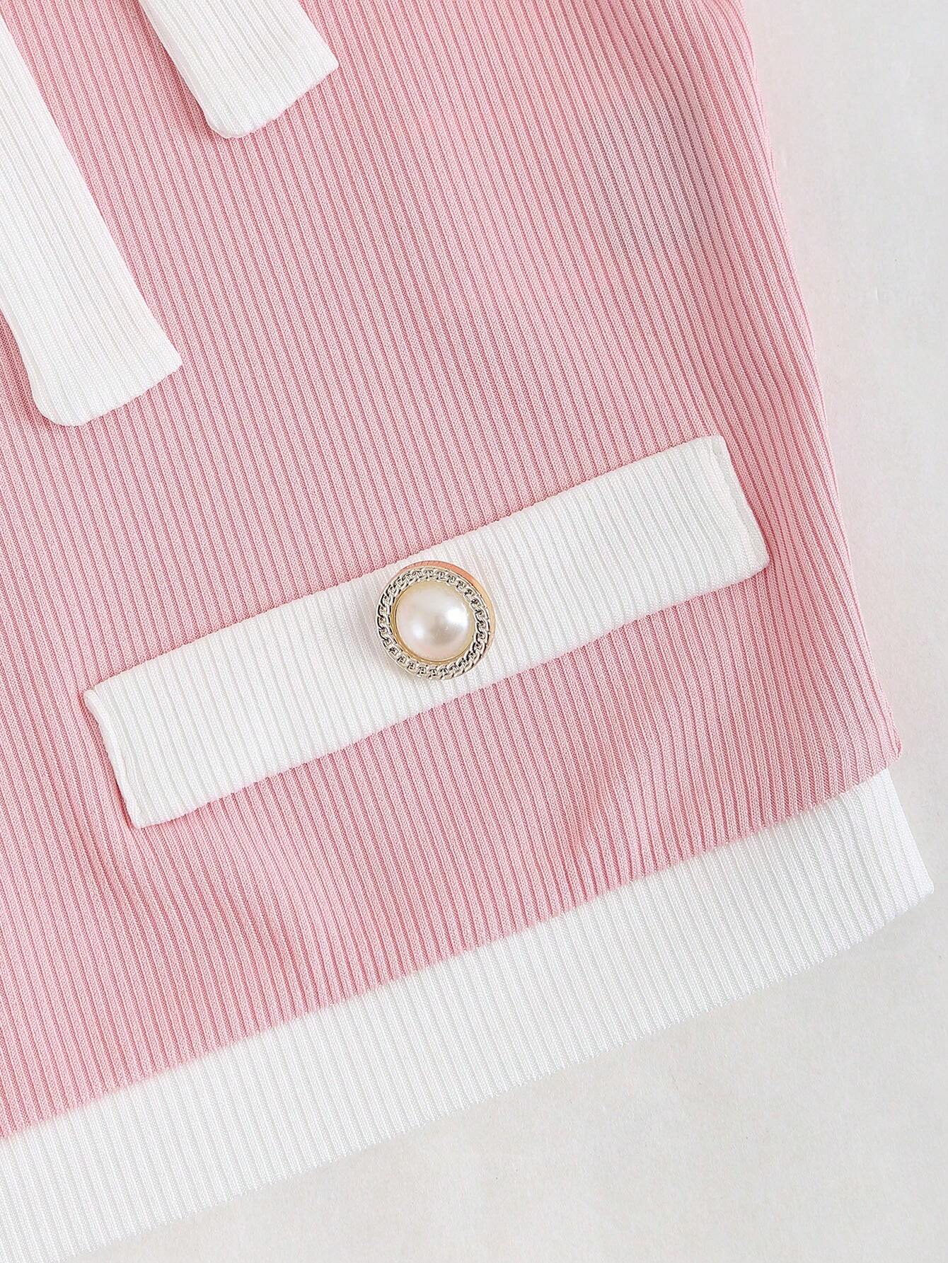 Buy SHEIN Sweetra Contrast Binding Button Detail Tight Fit T-Shirt For Casual Summer Graphic Tees Women Tops in Pakistan