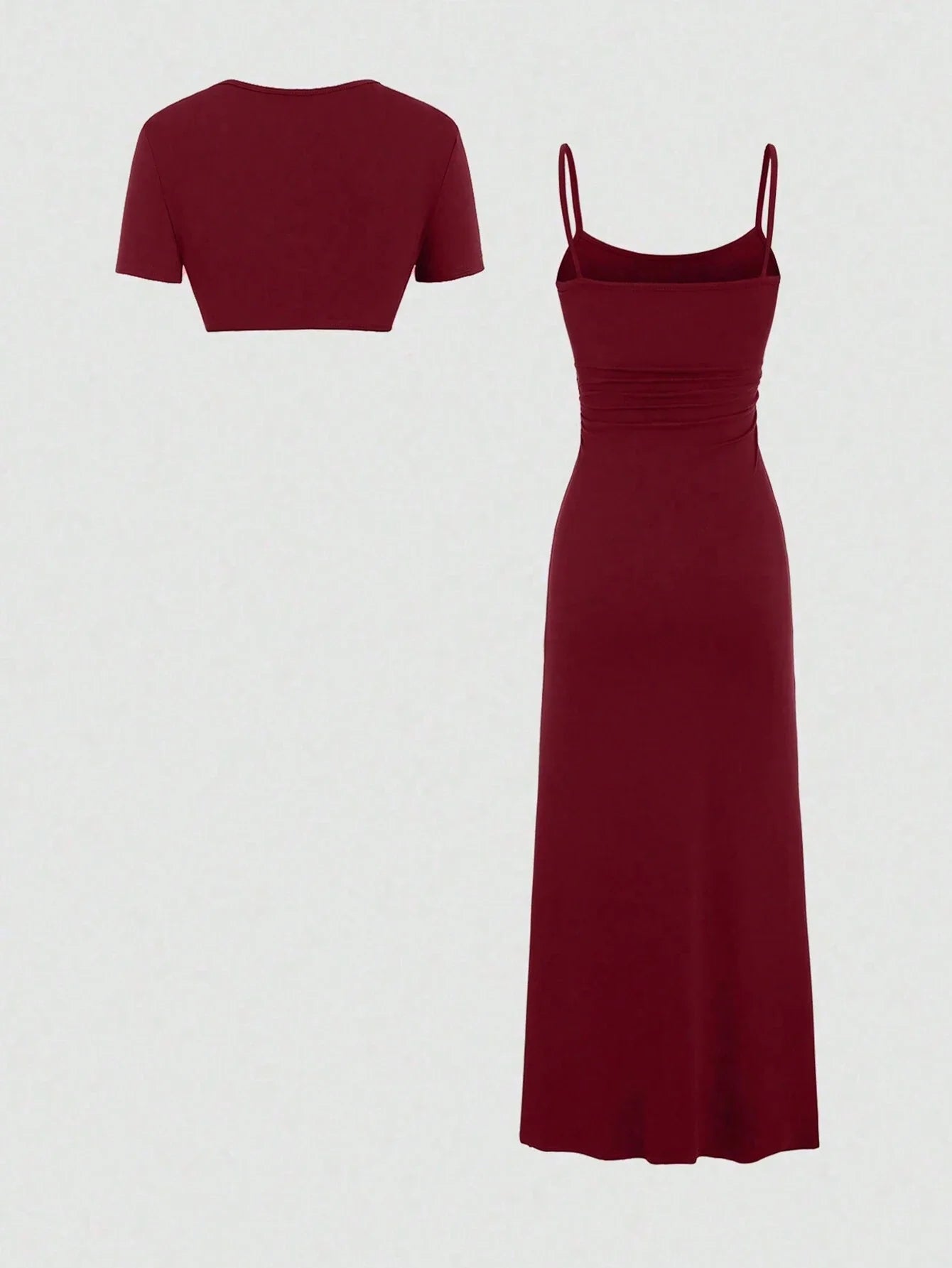 Buy SHEIN Sweetra Women's Summer Solid Color Short Sleeve Cardigan And Slip Dress Two-Piece Set For New Year Clothes in Pakistan
