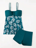 Buy SHEIN Swim Lushoire Summer Beach Tropical Print Ruched Dress Swimsuit in Pakistan