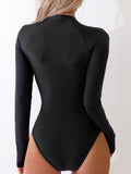 Buy SHEIN Swim SPRTY Summer Beach Tropical Print Zip Front One Piece Swimsuit in Pakistan