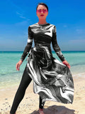 Buy SHEIN Swim Shayni Allover Print One Piece Swimsuit With Beach Skirt,Summer BeachArabic Clothing in Pakistan