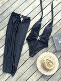 Buy SHEIN Swim Summer Beach 2 Packs Starfish One Piece Swimsuit & Bustle High Split Long Skirt 2 Pcs Set in Pakistan