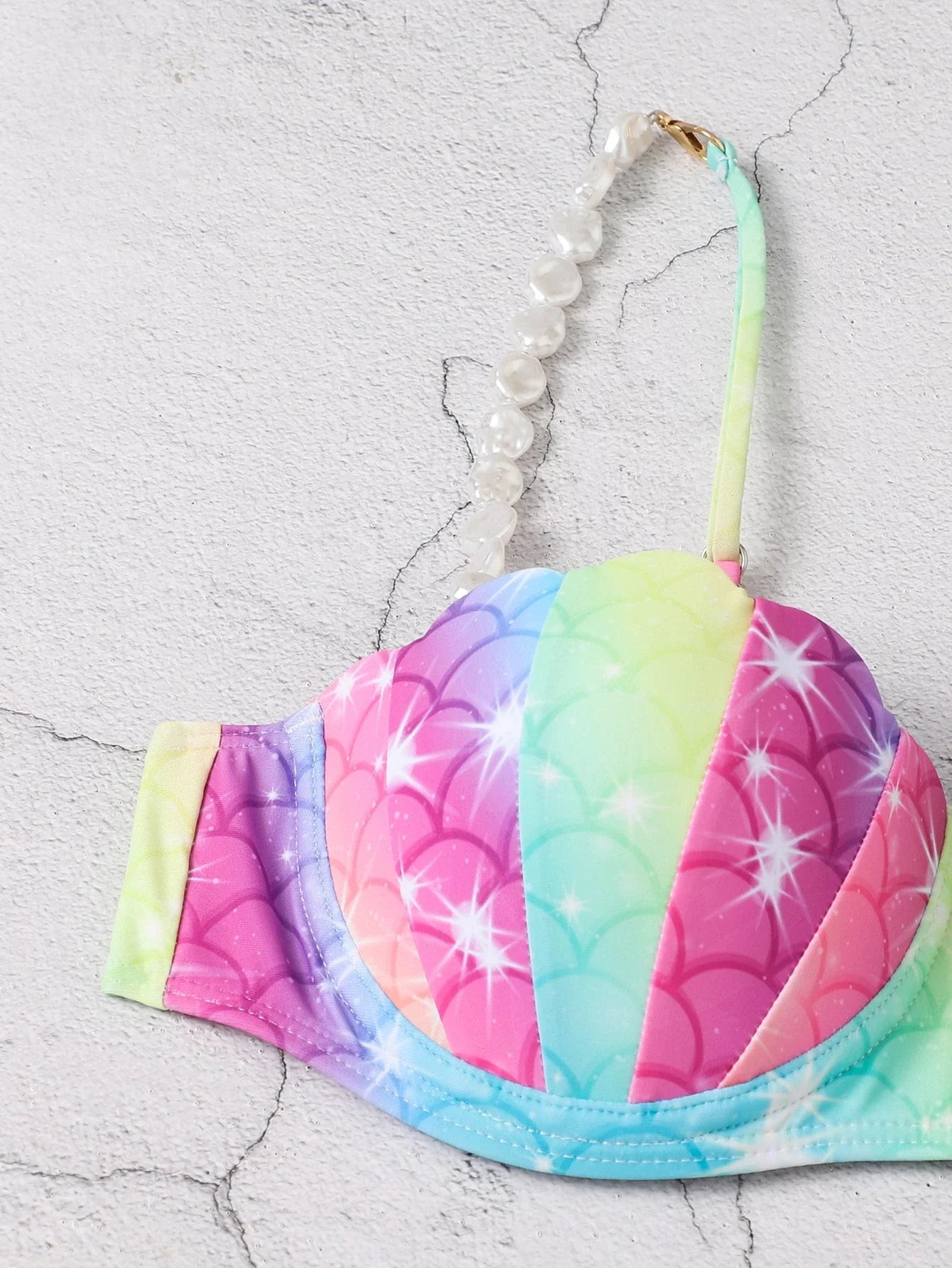 Buy SHEIN Swim Vcay Swim Suits For Women Summer Beach Ombre Fish Scales Print Bikini Set Scallop Trim Push Up Top & Bikini & Beach Skirt 3 Pieces Bikini in Pakistan