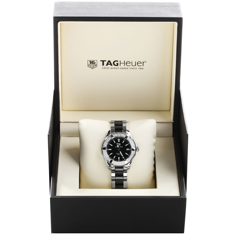 Buy Tag Heuer Aquaracer Lady 300M Black Dial with Diamonds Two Tone Steel Strap Watch for Women - WAY131E.BA0913 in Pakistan