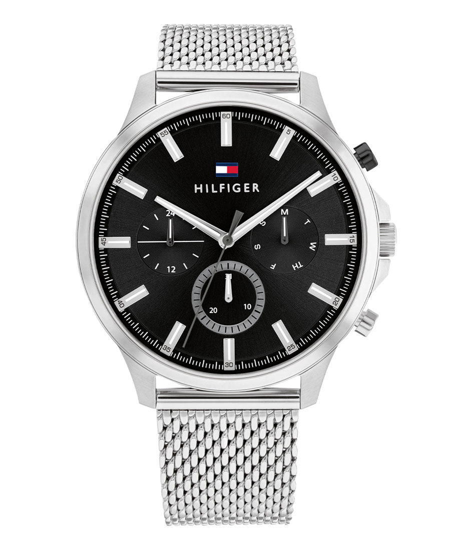 Buy Tommy Hilfiger Mens Quartz Silver Stainless Steel Black Dial 44mm Watch - 1710498 in Pakistan