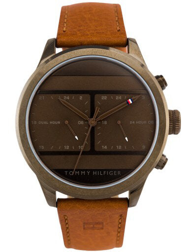 Buy Tommy Hilfiger Mens Quartz Brown Leather Strap Brown Dial 44mm Watch - 1791594 in Pakistan