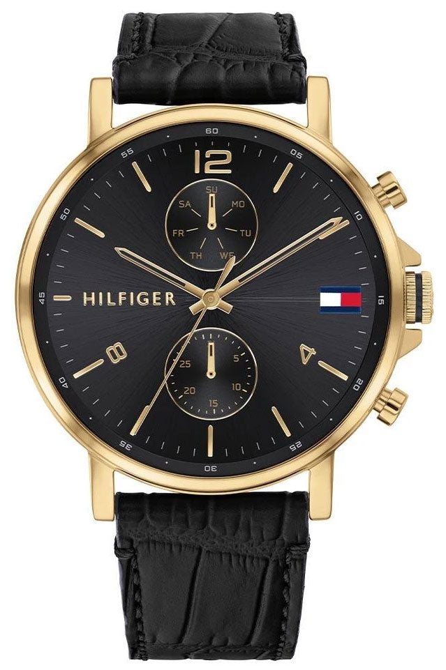 Buy Tommy Hilfiger Mens Quartz Leather Strap Black Dial 44mm Watch - 1710417 in Pakistan