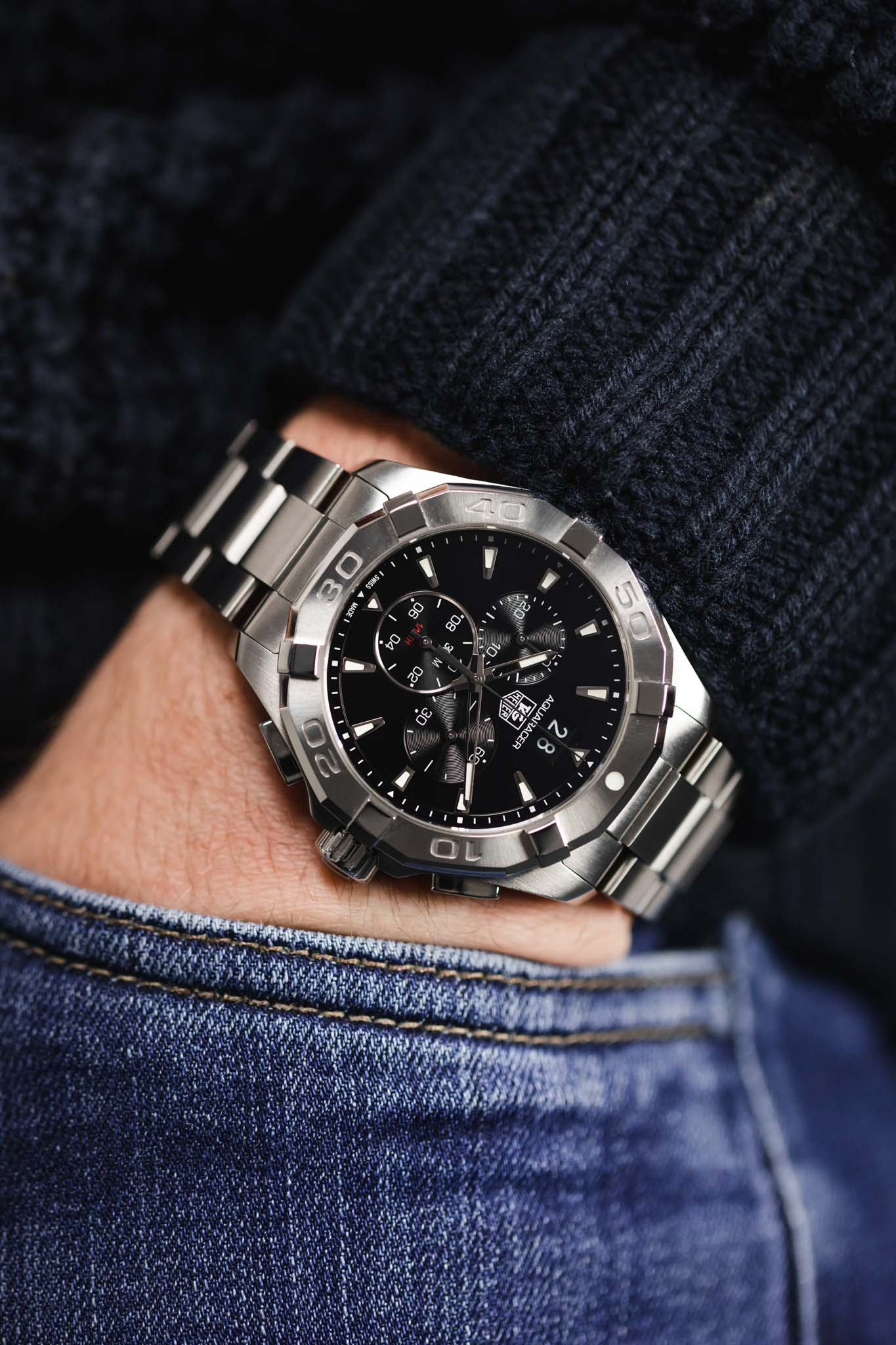 Buy Tag Heuer Aquaracer Black Dial Silver Steel Strap Watch for Men - CAY1110.BA0927 in Pakistan