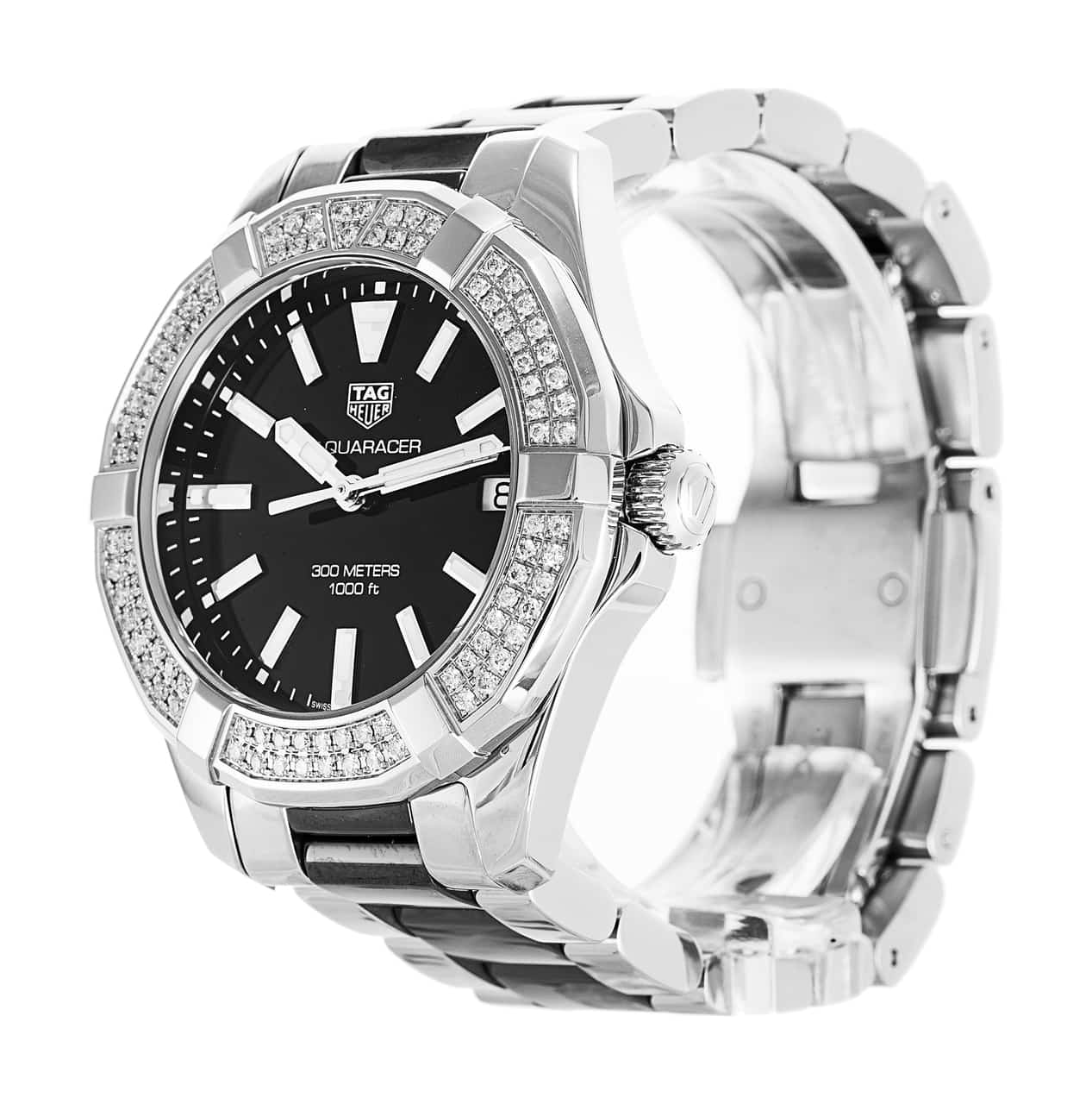 Buy Tag Heuer Aquaracer Lady 300M Black Dial with Diamonds Two Tone Steel Strap Watch for Women - WAY131E.BA0913 in Pakistan