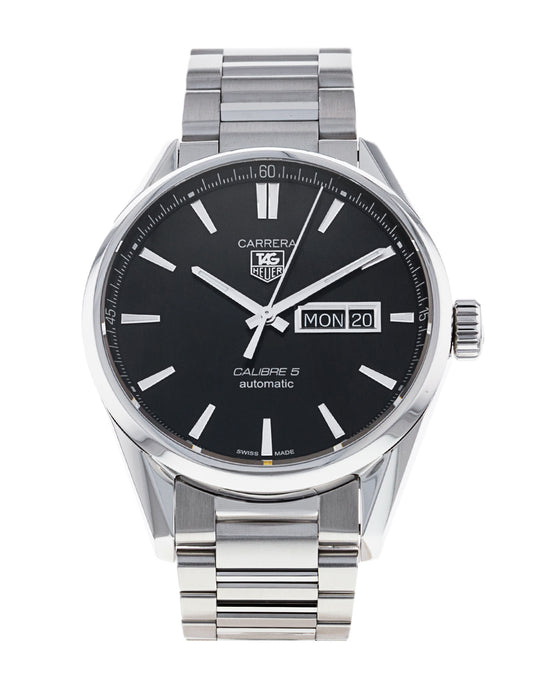 Buy Tag Heuer Carrera Calibre 5 Black Dial Silver Steel Strap Watch for Men - WAR201A.BA0723 in Pakistan