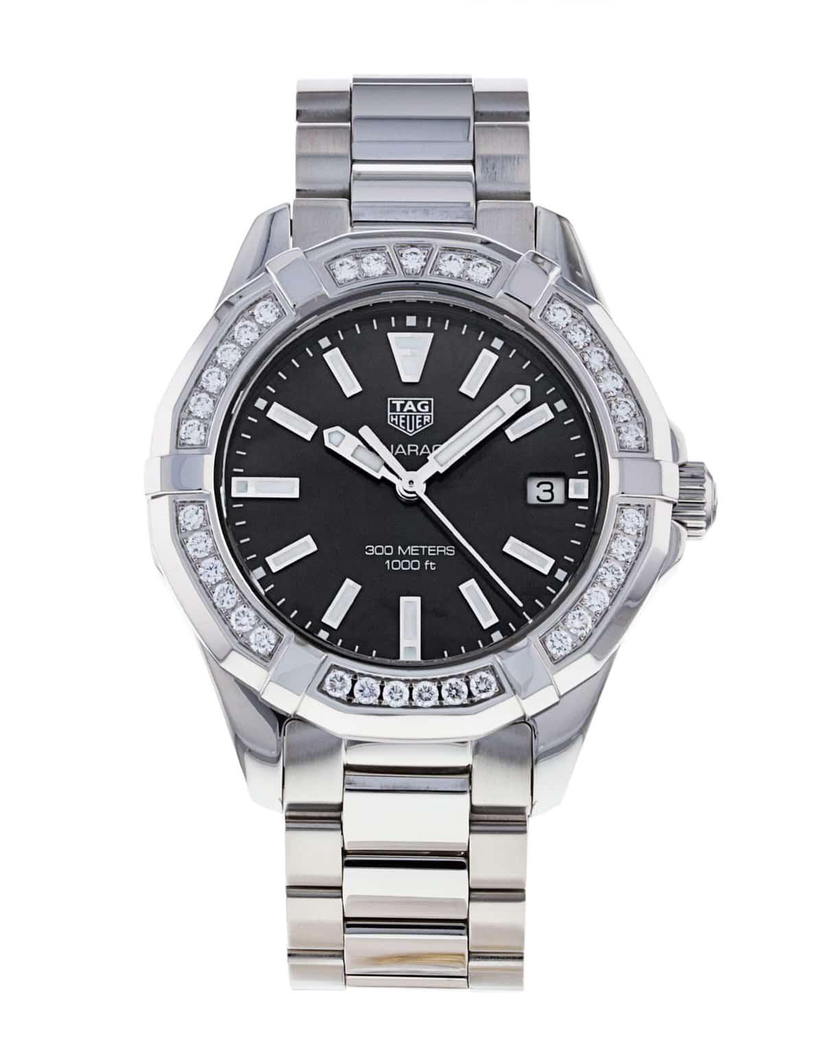 Buy Tag Heuer Aquaracer Black Mother of Pearl Dial with Diamonds Silver Steel Strap Watch for Women - WAY131P.BA0748 in Pakistan