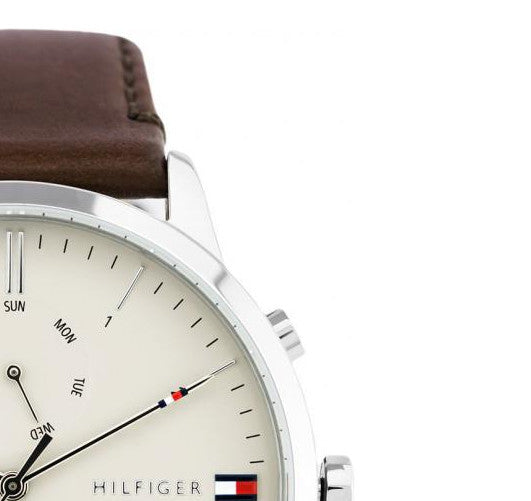 Buy Tommy Hilfiger Evan White Dial Brown Leather Strap Watch for Men - 1710404 in Pakistan